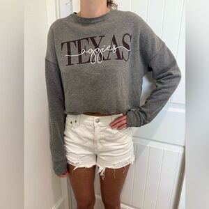 Bella Canvas Gray Texas Aggies Cropped Sweatshirt